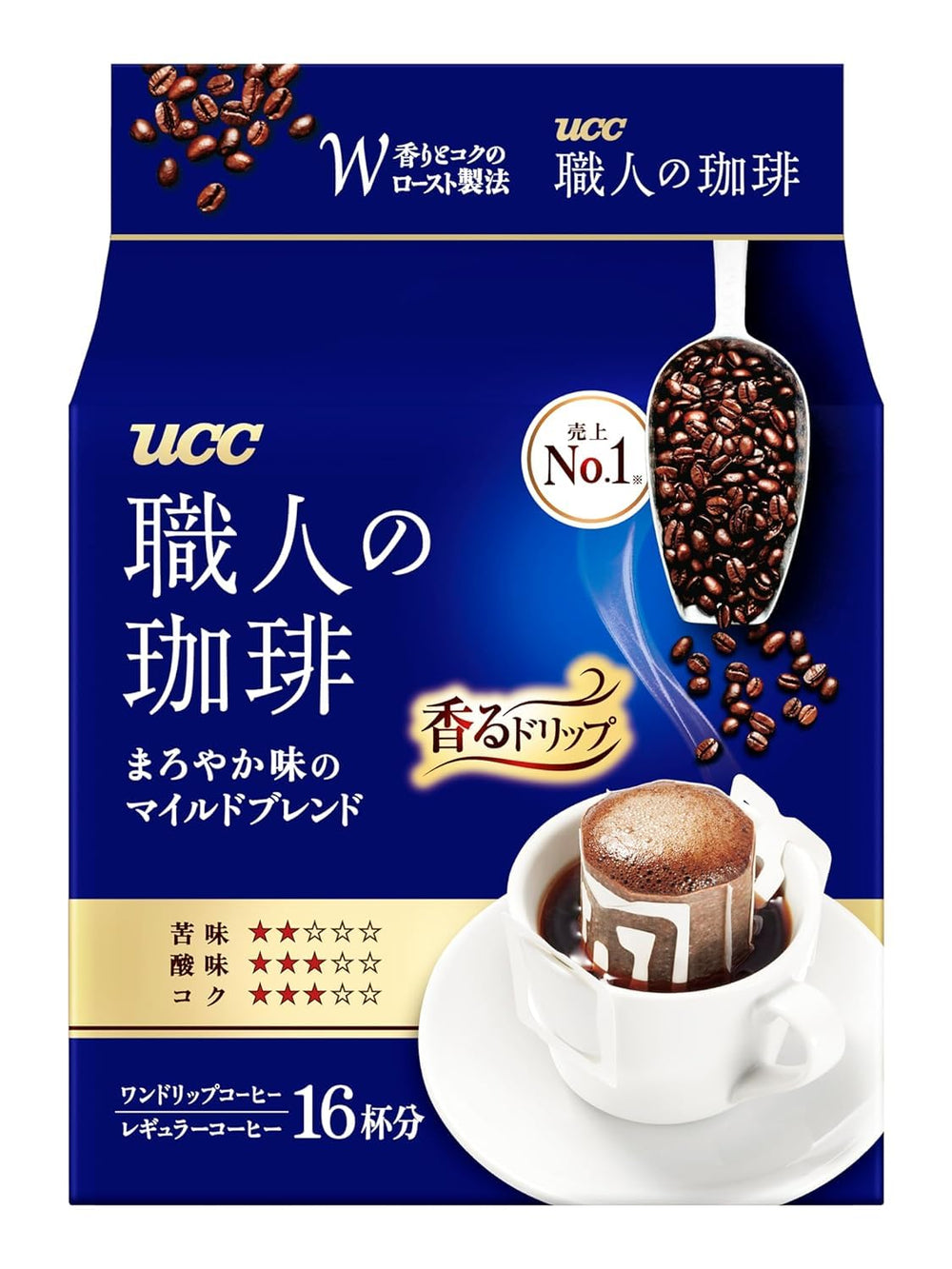 Cafea Japan Craftsman, cafea filtrantă de unică folosință, amestec ușor Brazilia Vietnam, 16 pliculețe.