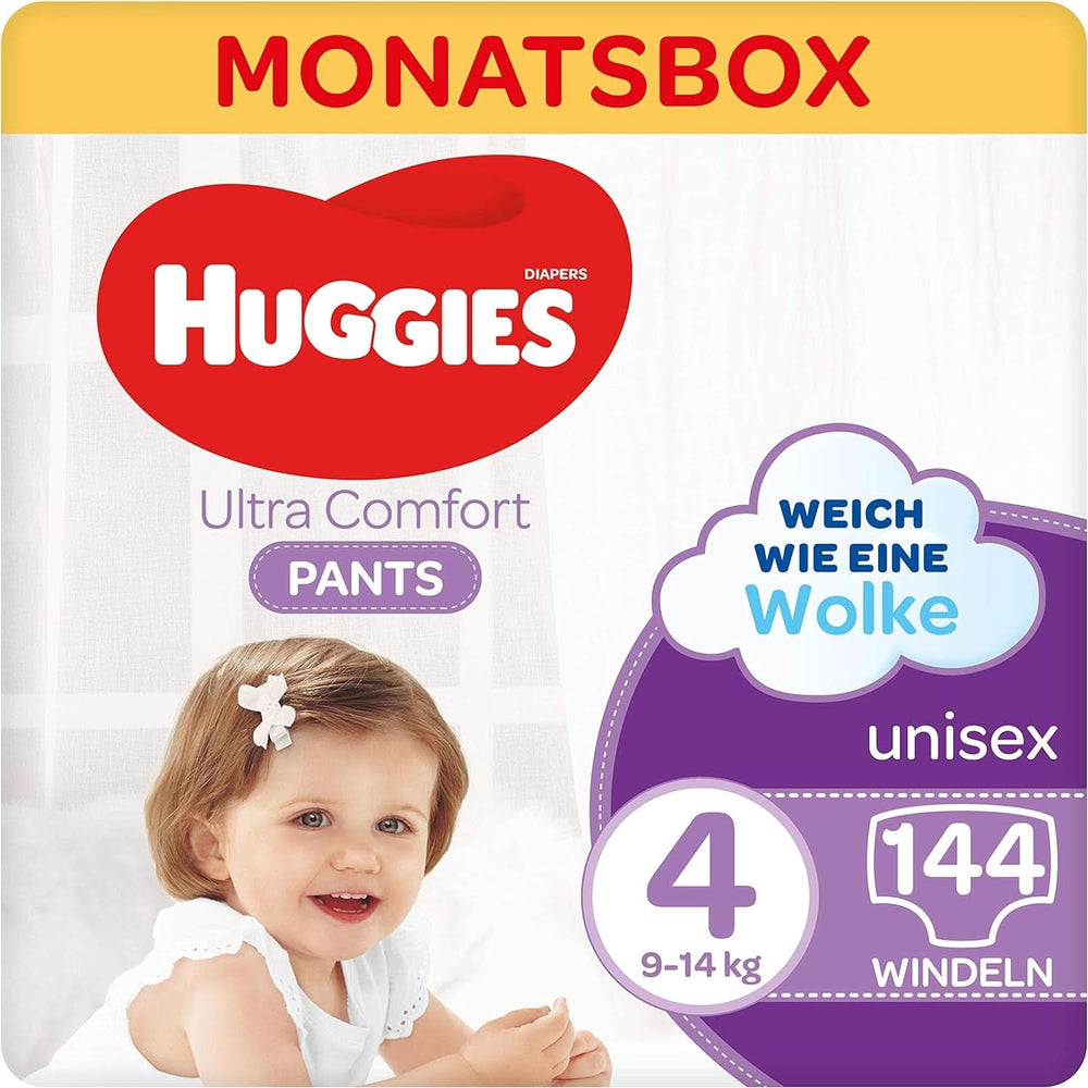Huggies Ultra Comfort Pants 4-es méret, 9-14 kg, Aktív gyerekeknek, Nedvességjelzővel és felhős derékpánt technológiával, 144 pelenka Anya és Gyermek Naty Shop