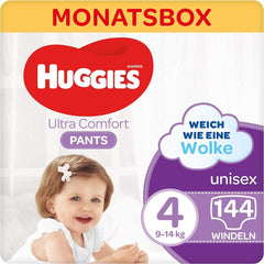 Huggies Ultra Comfort Pants 4-es méret, 9-14 kg, Aktív gyerekeknek, Nedvességjelzővel és felhős derékpánt technológiával, 144 pelenka Anya és Gyermek Naty Shop