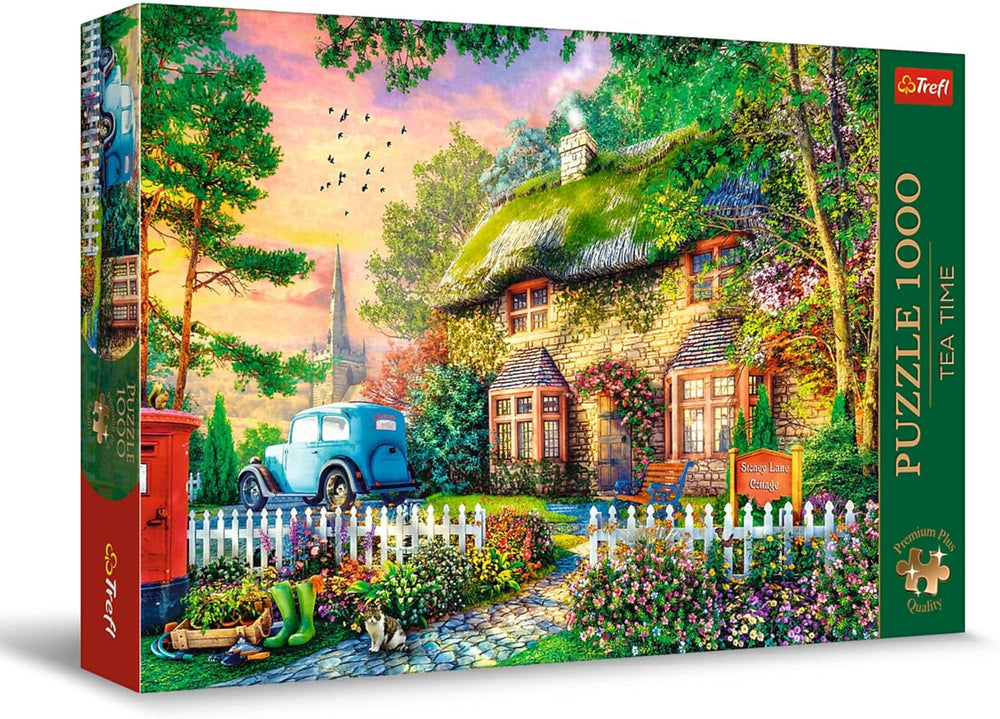 Trefl Premium plus Quality - Puzzle Tea Time: Houses Stoney Lane - 1000 darab, Nosztalgikus festett képek sorozata, Ideális darabok párosítása, Felnőtteknek és 12 éves kortól gyerekeknek Puzzle Naty Shop Alapértelmezett cím