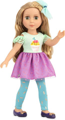 Glitter Girls - Sashka - 36 cm Bewegliche Modepuppe - Blondes Haar & grüne Augen - Cupcake-Kleid mit Haarschleife - Glitzerschuhe & Gepunktete-Leggings - 3 Jahre +