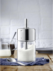 WMF Barista Zahăr Shaker 240g, Sticlă, Dozator de Zahăr, Oțel Inoxidabil Lustruit Cromargan, Ideal pentru Zahăr Alb/Brun, Cacao sau și ca Shaker pentru Mirodenii