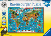 Ravensburger Puzzle pentru copii - 13257 Animale din jurul lumii - Puzzle Harta lumii pentru copii de la 9 ani, cu 300 de piese în format Xxl Puzzle Naty Shop Titlu implicit