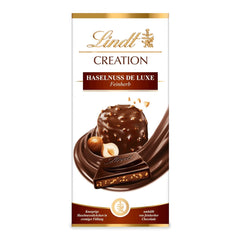 Lindt Creation Hazelnut De Luxe bár – étcsokoládé ropogós mogyoróval, krémes töltelékben
