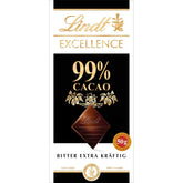Lindt EXCELLENCE 99%-os étcsokoládé szelet - intenzív kakaóízű 50 g vegán prémium