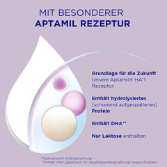 Aptamil HA 1 – Anfangsmilch von Geburt an, Mit DHA, Nur Lactose, Ohne Palmöl, Babynahrung, Milchpulver, 1x800 g (Packung mit 4)