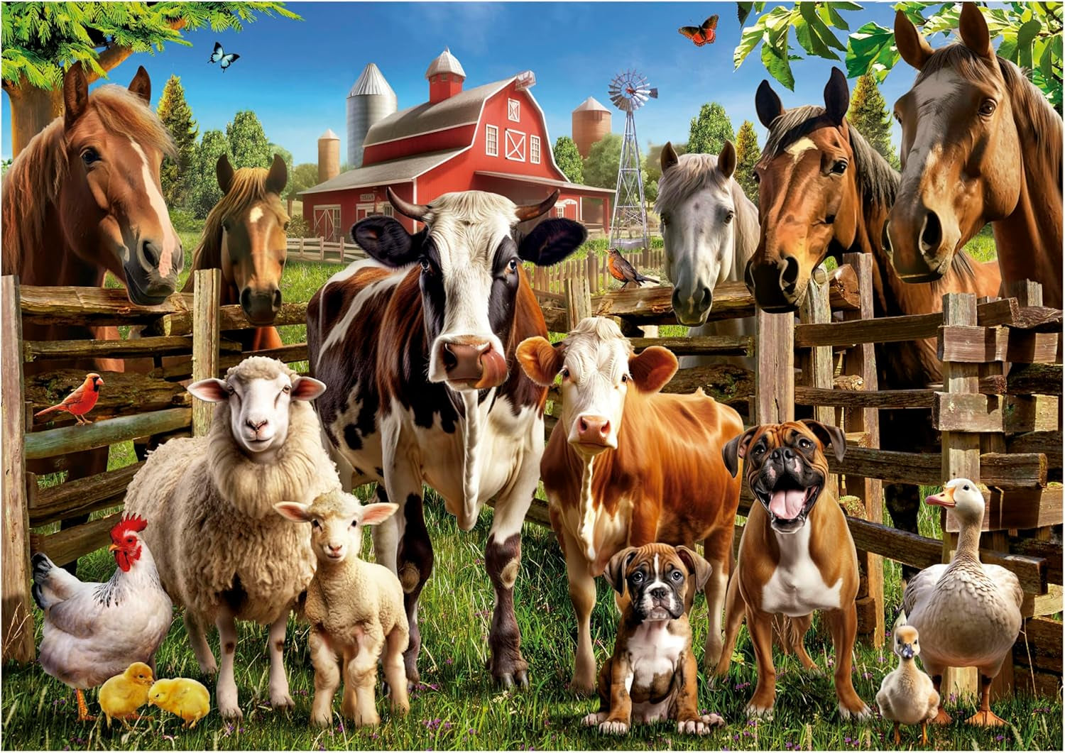 Educa - Puzzle de 500 piese pentru adulti | Animalele de la ferma obraznice. Dimensiuni: 48 X 34 cm. Include lipiciul de puzzle Fixpuzzle. Pentru 11 ani (19905) Puzzle Naty Shop