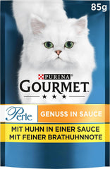 Hrană umedă pentru pisici Gourmet Perle Delight în sos cu pui, pachet de 26 (26 x 85g)