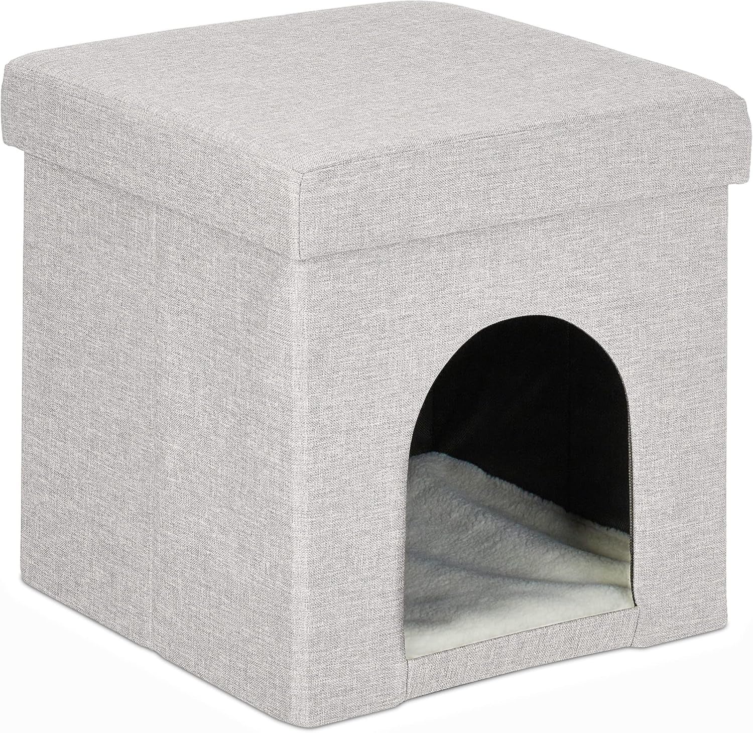 Relaxdays Peșteră Pliabilă pentru Pisici, Bancă Rezistentă, Mobilier de Interior pentru Pisici, Ascunziș pentru Animale de Companie, ÎxLxA: 38,5 x 74,5 x 37 cm, Bej, 1 Bucată