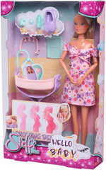 Simba 105733680 Steffi Love Doll Hello Baby (29 cm) - Păpușă însărcinată cu burtică în creștere, păpușă bebeluș și accesorii - Jucărie pentru copii, fete și băieți de la 3 ani