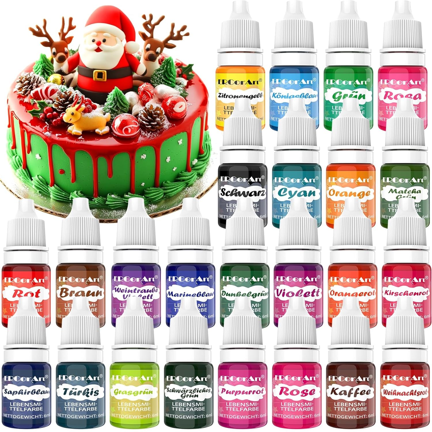 Colorant alimentar pudră - 24 coloranți alimentari foarte concentrați, coloranți alimentari vibranți pentru prăjituri, macaroane, fondant, gătit, glazură, cremă de unt, fursecuri - 2 g (fiecare)