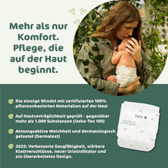 Naty BioEmbrace babapelenka, 5-ös méret (11-25 kg) | 100%-ban növényi alapú anyagok, gyengéd a bőrhöz | Légáteresztő puhaság, bőrgyógyászatilag tesztelt, kiváló felszívódás | 80 db.