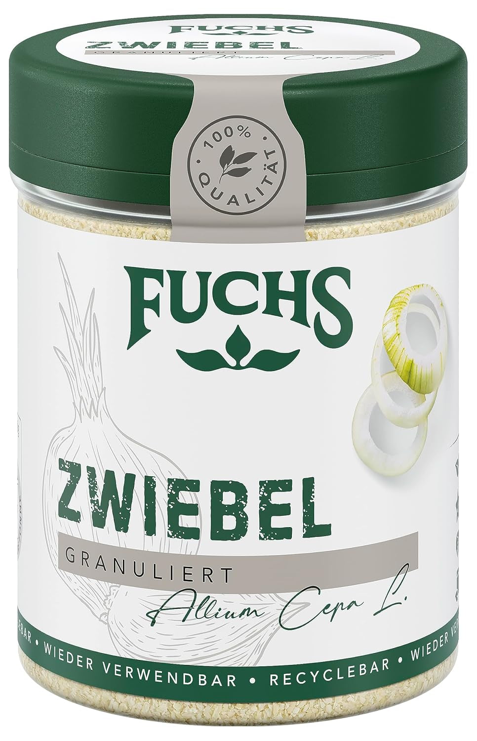 Fuchs Gewürze - Zwiebel granuliert - Gewürz für Saucen oder Nudelgerichte - természetes összetevők - 70 g in wiederverwendbarer, recyclebarer Dózis