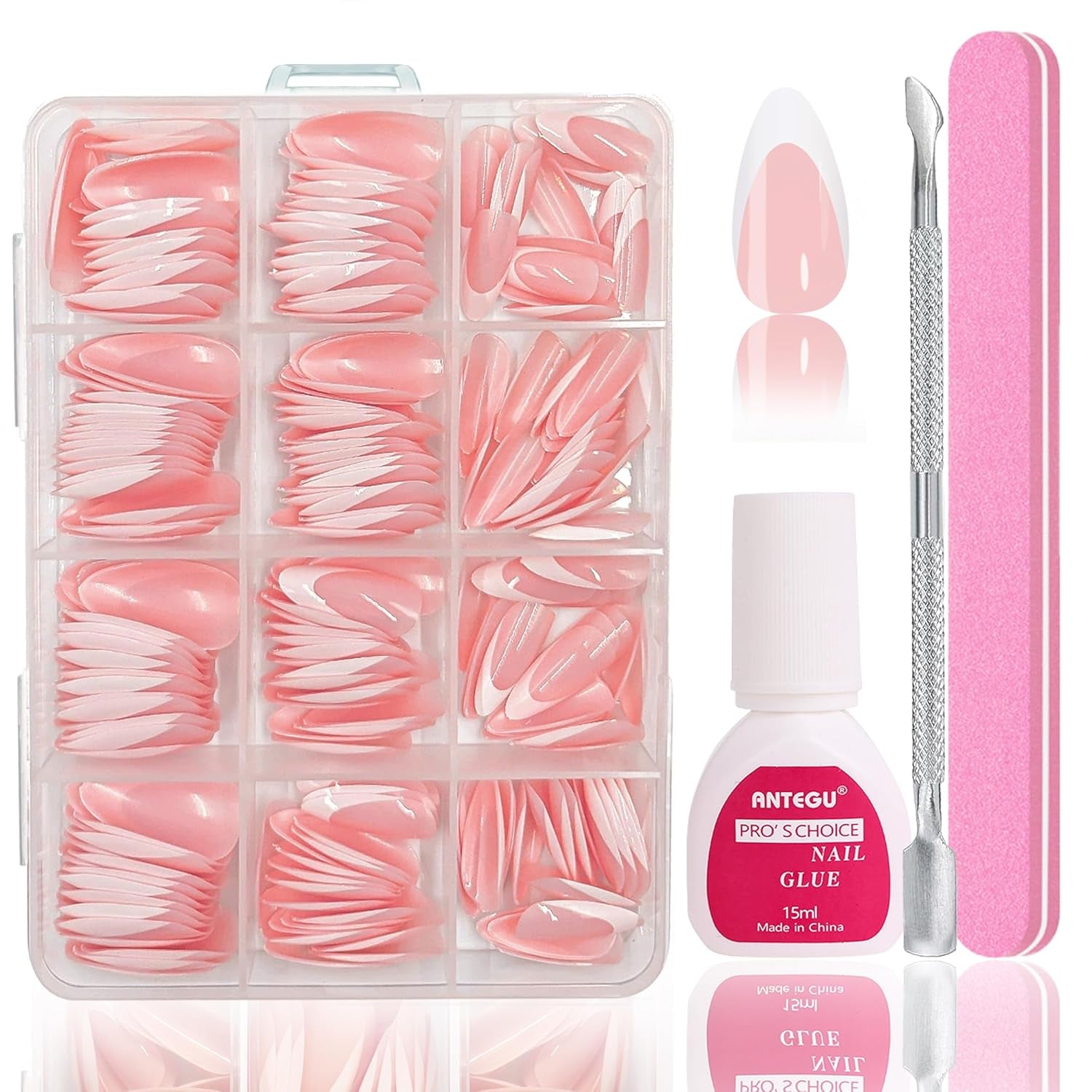 Set unghii false balerină - 240 bucăți unghii false roz liliac delicat, unghii false cu acoperire completă pentru lipire, set vârfuri unghii false pentru manichiură și artă unghii pentru femei și fete (roz lavandă)