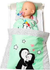 Heless 2181 - Romper for Puppen im Pinguin Pünktchen Design, aus Softvelours mit high quality Bestickung, Größe 35-45 cm