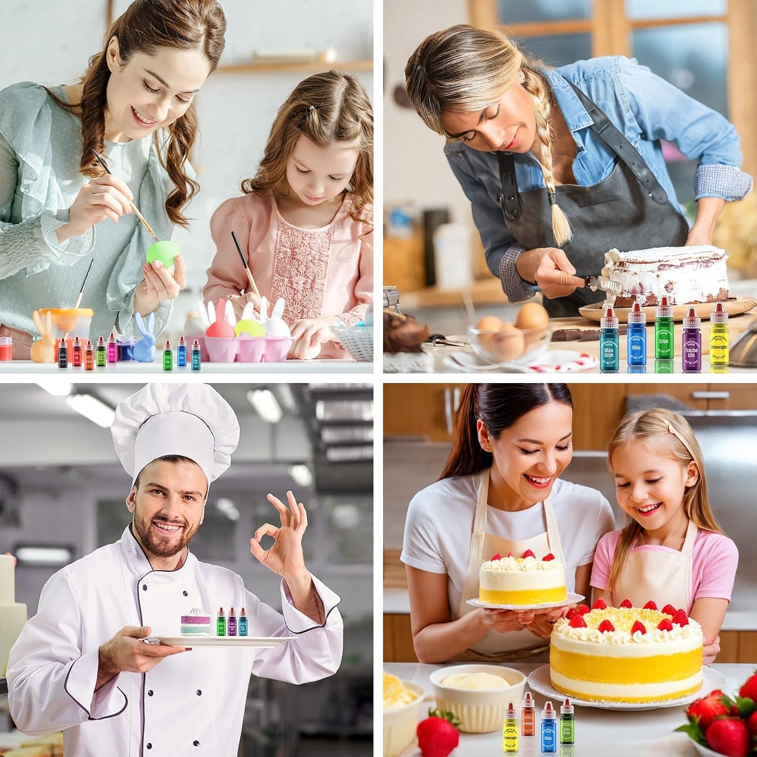 Colorant alimentar liposolubil, 10 culori colorant alimentar pe bază de ulei pentru decorarea tortului de ciocolată, set de coloranți alimentari foarte concentrați pentru fondant, cupcake, copt, colorant alimentar - 6 ml fiecare
