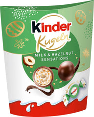 Kinder Milk & Hazelnut Sensations golyók 90g - Tejcsokoládé golyók krémes tejes töltelékkel és mogyoró darabokkal - Húsvéti csokoládé, húsvéti édességek - Húsvéti ajándék és emléktárgy