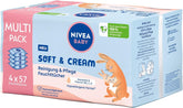 NIVEA BABY Soft & Cream nedves törlőkendő babáknak (4 x 57 db)