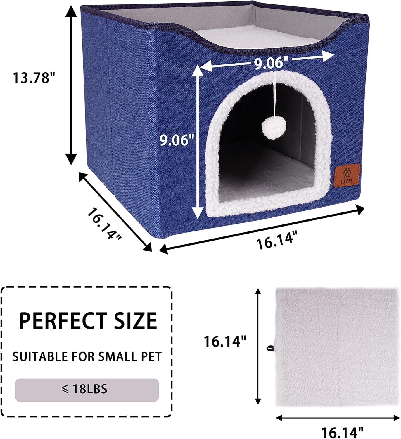 Paturi pentru pisici de interior, căsuță pliabilă pentru pisici, potrivită pentru toate anotimpurile, apartament tip cub pentru pisici cu zgârietură și pernă reversibilă, potrivită pentru mai multe animale de companie mici sub...