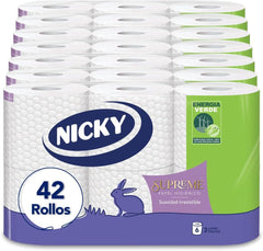 Hârtie igienică Supreme, 42 role, 3 straturi, 160 servicii per rolă, Netezime irezistibilă, Ambalaj ușor de deschis, 100% hârtie certificată Fsc