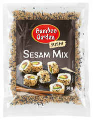 Bamboo Garden - Sushi Sesame Mix, Ideális mindenféle sushi elkészítéséhez, különféle ételek feltétjeként is finom, müzliben vagy zabkásaban, 1 x 50 g