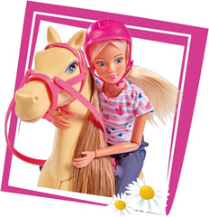 Simba 105730939 - Steffi Love Turul Călăriei, în costum de călărie, cu 2 cai, păpușă complet articulată, păpușă de modă, 29 cm, pentru copii cu vârsta de 3 ani și peste