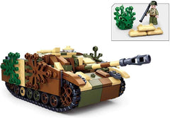 WWII – Deutscher Jagdpanzer (524 Teile), Spielset, Steckbausteine, mit Spielfigur, für Kinder ab 4 Jahren, Mehrfarbig