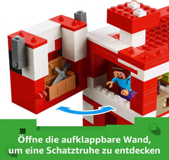 LEGO Minecraft Das Pilzkuh-Haus - Gaming Spielzeug mit Steve Figur, Mobs, einem Arbeitstisch und Einer Farm - Interaktives Spielset - Gaming Geschenk für Mädchen und Jungen ab 8 Jahren 21270