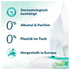Pampers Harmony Aqua nedves törlőkendő 6 csomag 48 törlőkendő, egyenként 288 törlőkendő Összesen segít helyreállítani a bőr természetes pH-egyensúlyát Könnyű lotion 99% víz