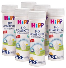 HiPP PRE Organic ivásra kész kombiotikus formula (6 x 200 ml) születéstől származó csecsemőtej csak laktózt tartalmaz, mint a legjobb bio szénhidrátot