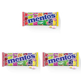 Mentos Fruit Dragees Narancssárga citromos eper rágós gyümölcs ízű édesség (3 tekercs), vegán (3 db-os csomag)