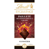 Lindt EXCELLENCE tésztadarabok flitterekkel és karamellel - Finom étcsokoládé intenzív kakaóízzel