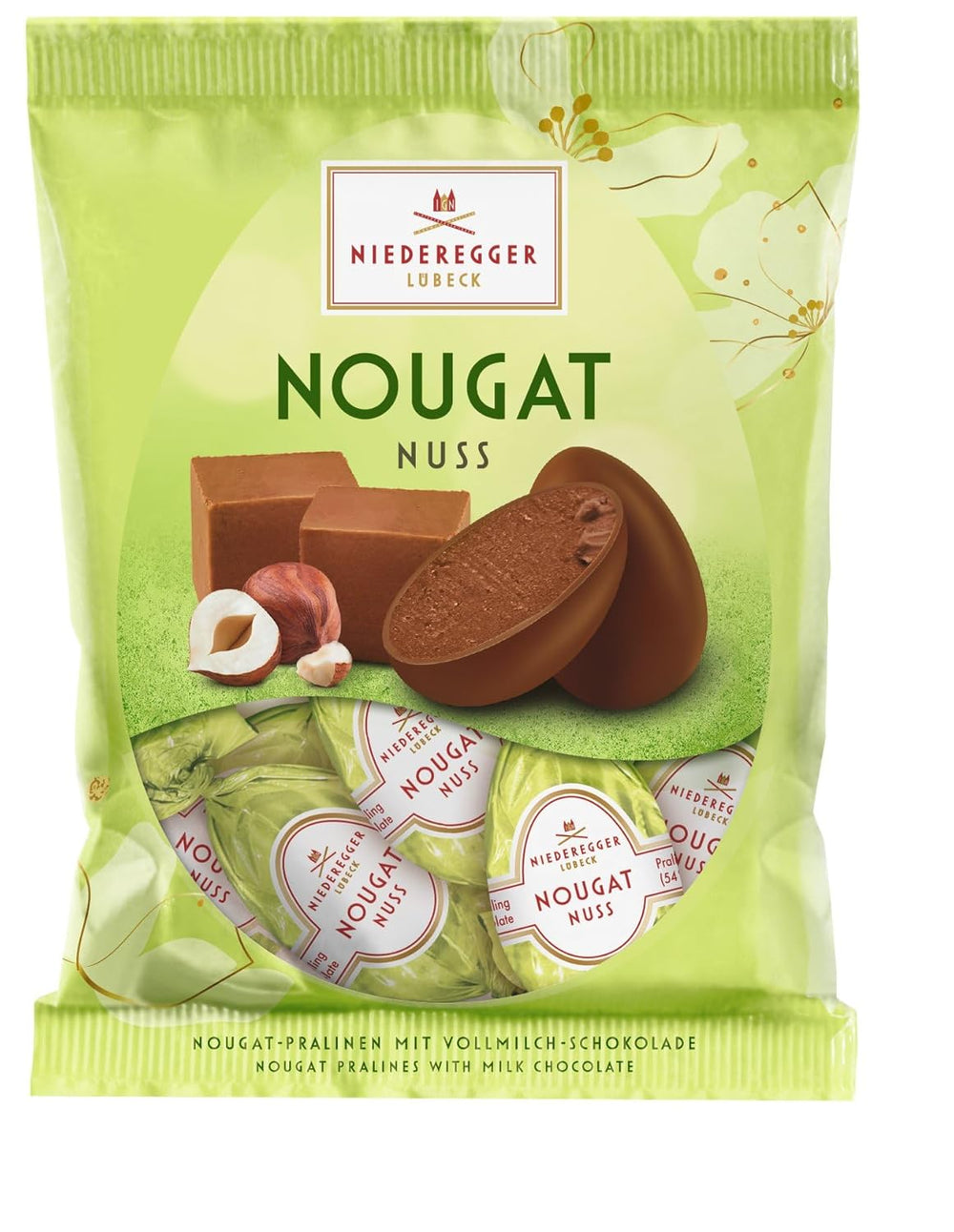 Niederegger | Nugát tojás | 1 x 87 g | Mogyorós tojás és nugát tejcsokoládéval bevonva | húsvéti ajándék | húsvéti tojás