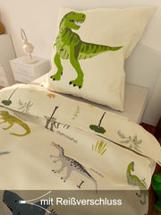 Skybrands Dino Bedtuene 135X200 Jungen Bedtuene Dinosaurier Baumwolle 2Tlg Kinder Bedtuene Dinosaurier 135X200 + Bag Naty Shop
