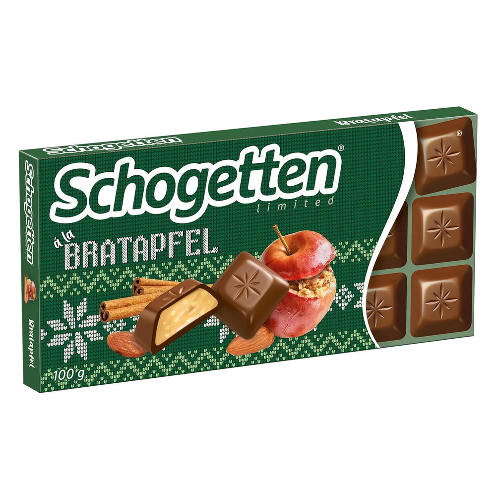 Schogetten Winter Edition érett almával I Csokoládé tábla 100g I tejcsokoládéval és kényelmes darabokban