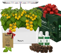 New 7 Bridge + Heirloom Basil | Okos kert házi szakácsoknak | Hidroponikus termesztőrendszer | LED Grow Lights | Beltéri fűszernövény-kertészeti készlet növények szerelmeseinek és kertészeknek, fehér