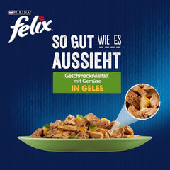 Felix So gut wie es aussieht Katzenfutter nass in Gelee, Sorten-Mix, 6er Pack (6 x 12 Beutel à 85g)