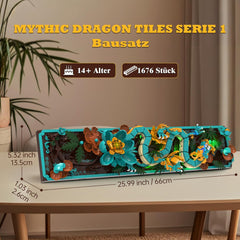 Kit de construcție cu plăci de dragon mitic pentru adulți, jucărie de construcție artistică 3D Divine Loong cu lumini LED și flori, kit de model DIY cu relief de dragon, cadouri creative și decorațiuni (1676 piese)