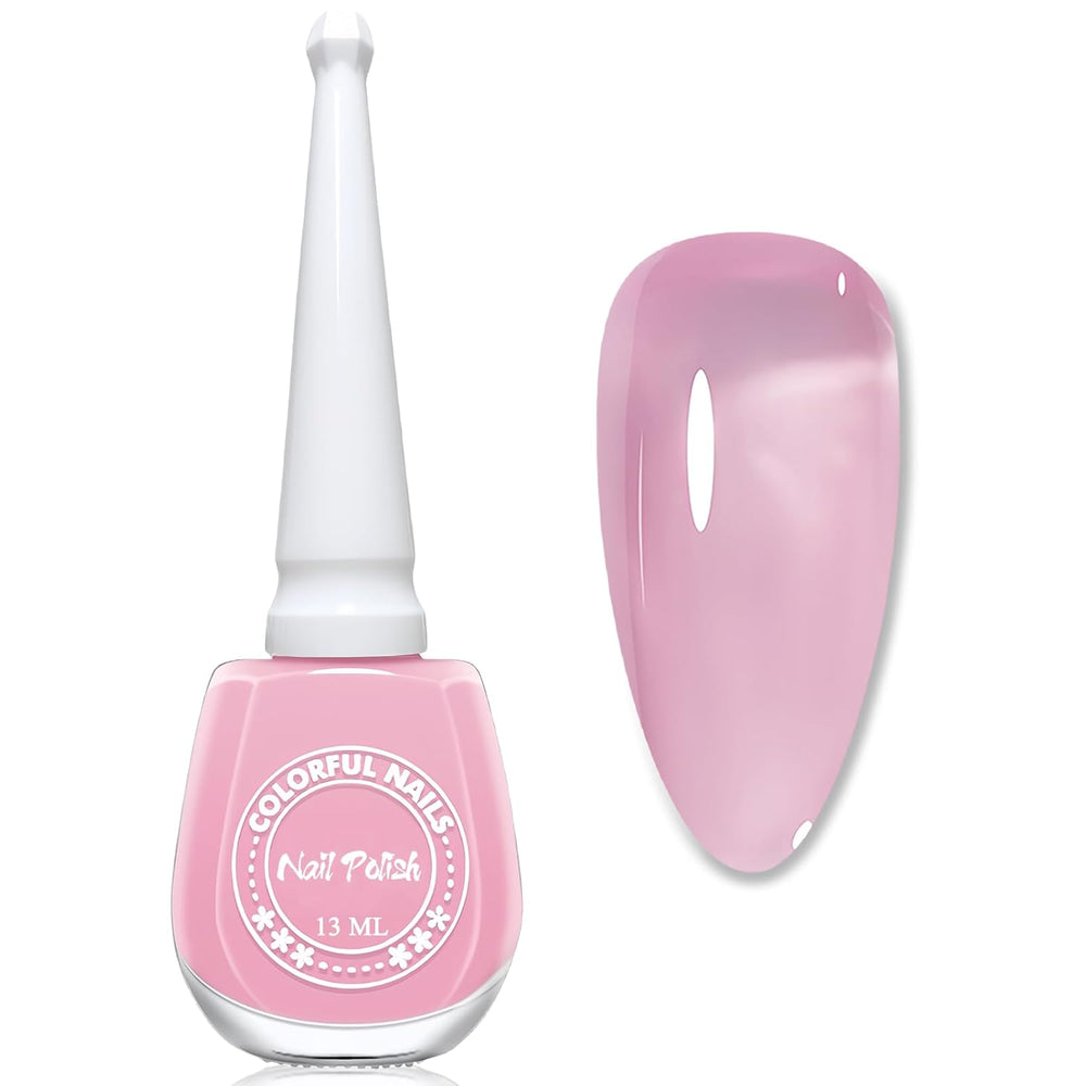 Jelly Pink Körömlakk 13 ml Gyorsan szárad, hosszan tartó természetes áttetsző normál körömlakk UV lámpa nélkül barkácsolás női körömlakk számára (klasszikus rózsaszín)