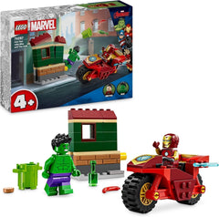 LEGO Marvel Iron Man kerékpárral és Hulkkal, szuperhős építőjáték gyerekeknek, kerékpár és minifigura gyűjtőkészlet, ajándék lányoknak és fiúknak 4 éves 76287 építőkészletek Besuche den LEGO-Store alapértelmezett cím