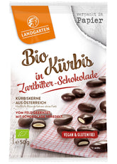 Landgarten bio tökmag étcsokoládéban - Vegán pörkölt tökmagos csokoládé snack - Magnéziumforrás - 1 x 50g