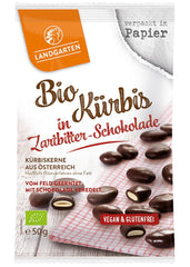 Landgarten bio tökmag étcsokoládéban - Vegán pörkölt tökmagos csokoládé snack - Magnéziumforrás - 1 x 50g