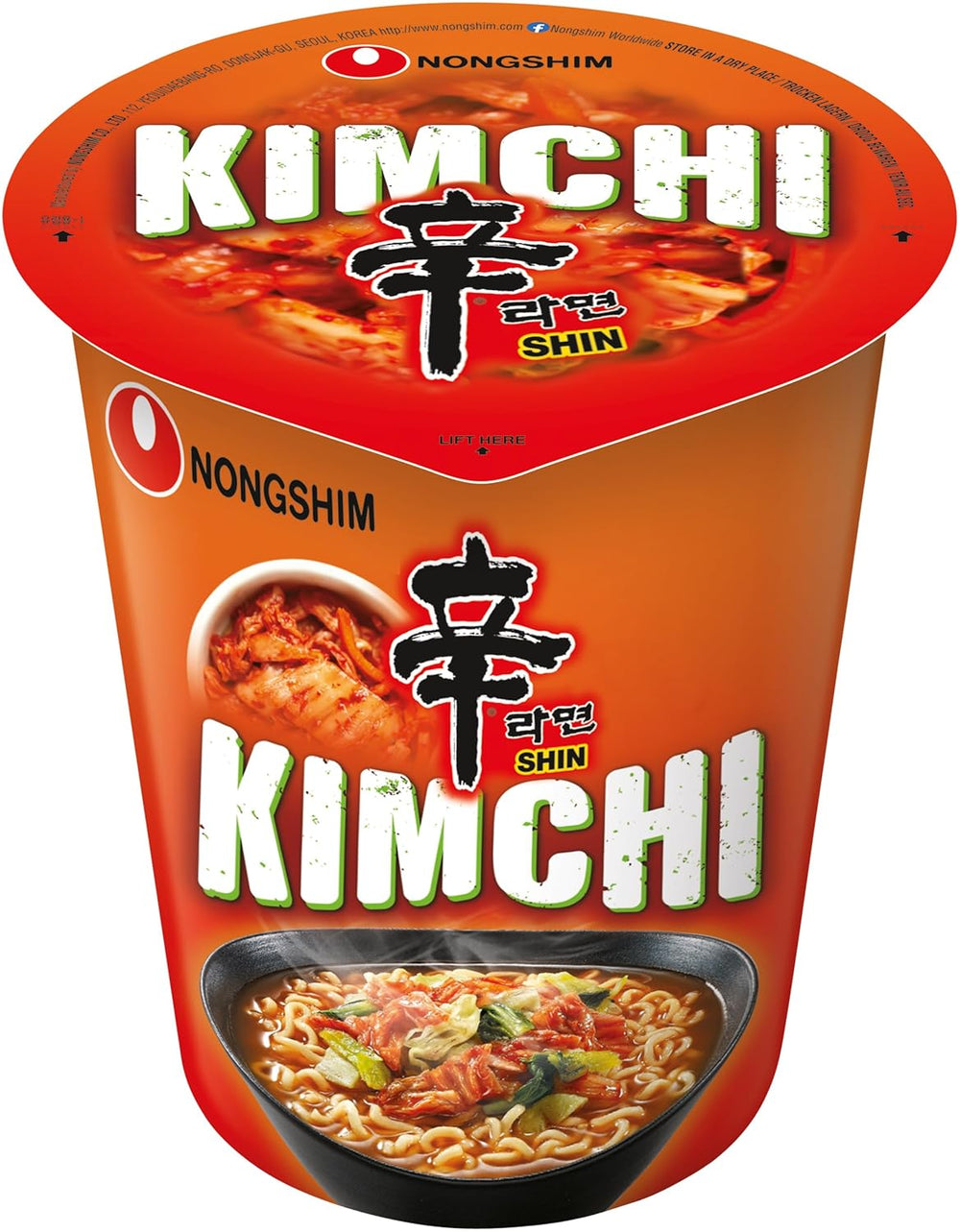 Nong Shim Kimchi Ramyun instant tészta - Koreai ramen leves csészében - Gyors elkészítése - 1 csomag 75 g