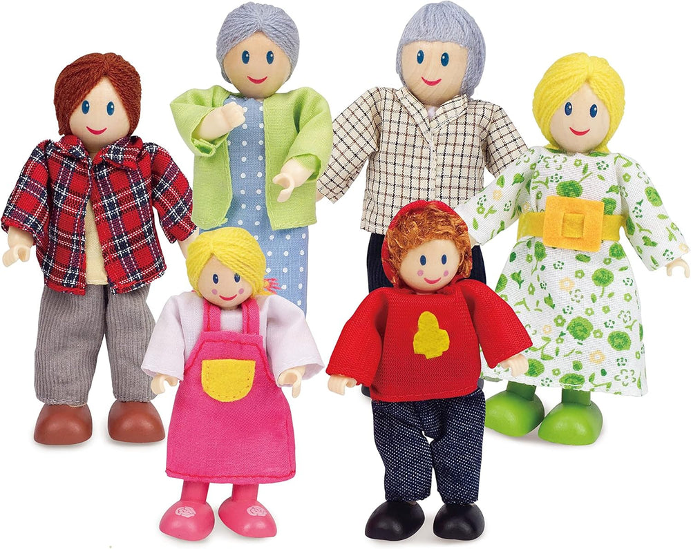 Hape Doll Family díjnyertes babacsaládi szett Egyedülálló fából készült babaház-kiegészítő Fantasztikus játék 6 babacsaládtag Naty Shop babák alapértelmezett cím