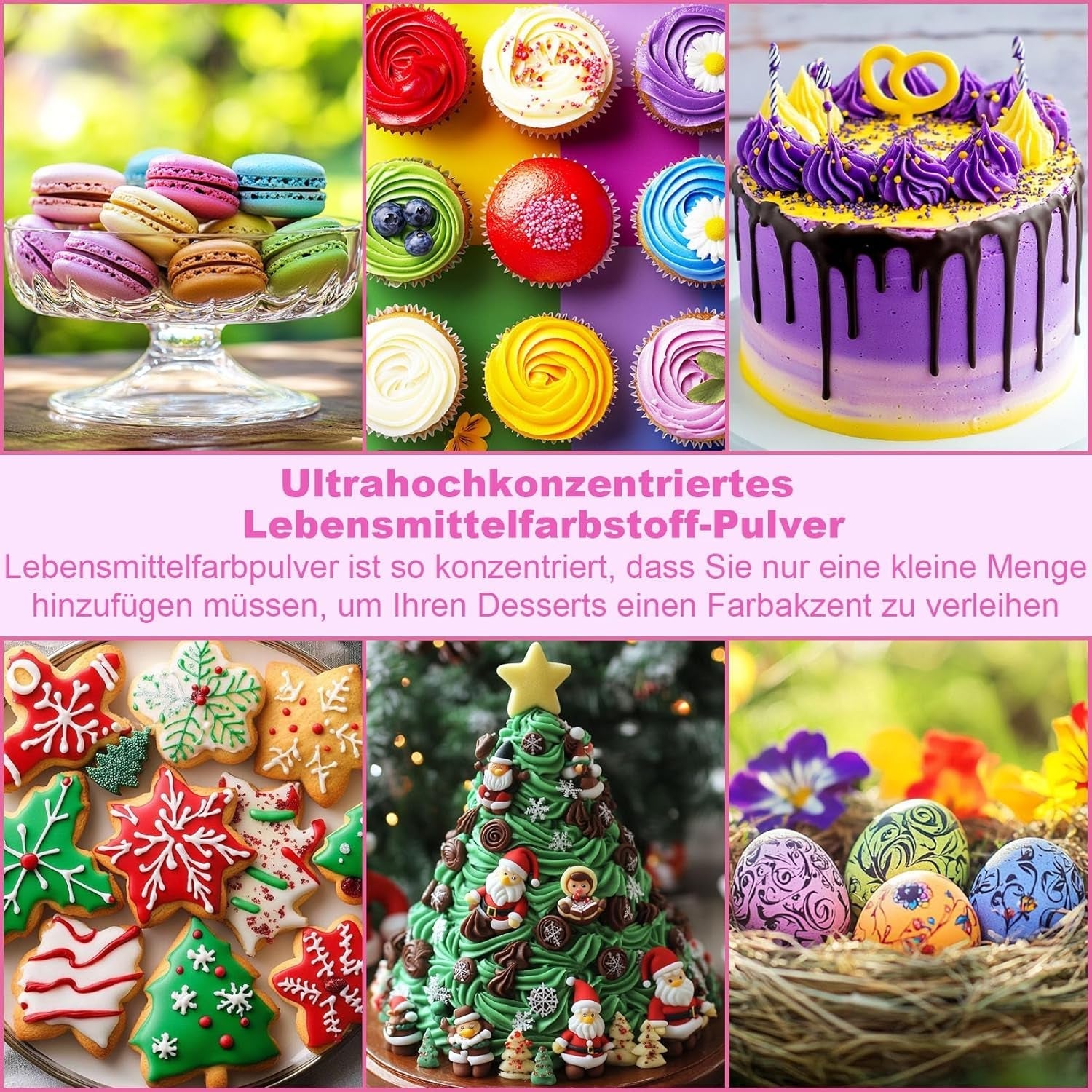 Colorant alimentar pudră 12 culori x 5 g - Colorant alimentar foarte concentrat pentru copt, colorant alimentar pudră pentru prăjituri, macarons, fursecuri, glazură (pentru uz casnic și profesional)