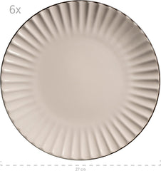 MÄSER 931967 Set de veselă Osita Retro Series pentru 6 persoane în formă de val, set de veselă rotundă cu 18 piese, farfurii de cină, farfurii de desert și boluri pentru cereale, ceramică, alb crem