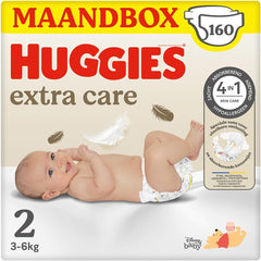 Huggies Extra Care baba pelenkák, 2-es méret (3-6 kg), szuper nedvszívó, Disney Design, tömeges kiszerelés, 160