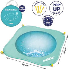 LUDI - Összecsukható medence - Strandhoz - Hordozható medence kisgyermekek számára - Hordtáska és rögzítőkapcsok - Könnyen felszerelhető és tárolható - 10 hónapos kortól, Türkiz