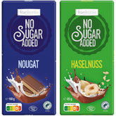 Csokoládé nugáttal, hozzáadott cukor nélkül, gluténmentes, 100g és mogyorós csokoládé, hozzáadott cukor nélkül, gluténmentes, 85g