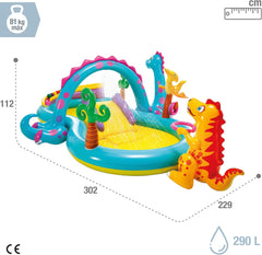 Intex 57135NP - Dinoland felfújható játékközpont, vinil, többszínű, 302x229x112 cm